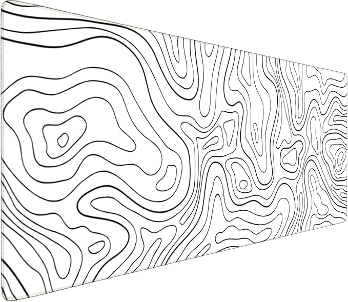 Large Extended Mouse Pad with Stitched Edges 35.4"x15.7" - Waterproof Desk Mat, Non-Slip Rubber Base for All-Desk Coverage, Perfect for Gaming Office Home, White Black