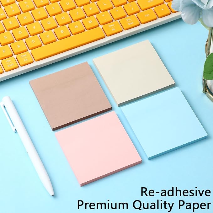 Thenshop 12 Pads Earth Tone Sticky Notes 3x3 50 Sheets | Self Stick Notes Pads Memo Earth Tone Office Supplies Vintage Aesthetic School Accessories Easy to Peel Repositionable