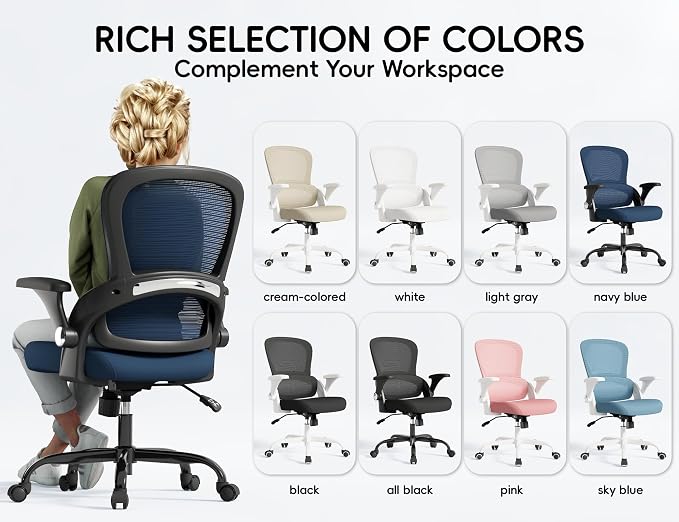 TRALT Office Chair - Ergonomic Office Chair with Back Support for Adults | Home Office Desk Chair with Lumbar Support - Ergonomic Mesh Chairs 330 lb Wide Seat for Work, Office, Gaming(Dark Blue)