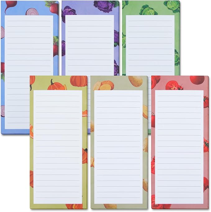 FLIPPED 6 Pack Magnetic Notepads for Refrigerator，Notepads Grocery List Magnet Pad for Fridge,Full Magnet Back Design Notepad for Grocery List, Shopping List, To-Do List, Reminders (Multiple Colour)