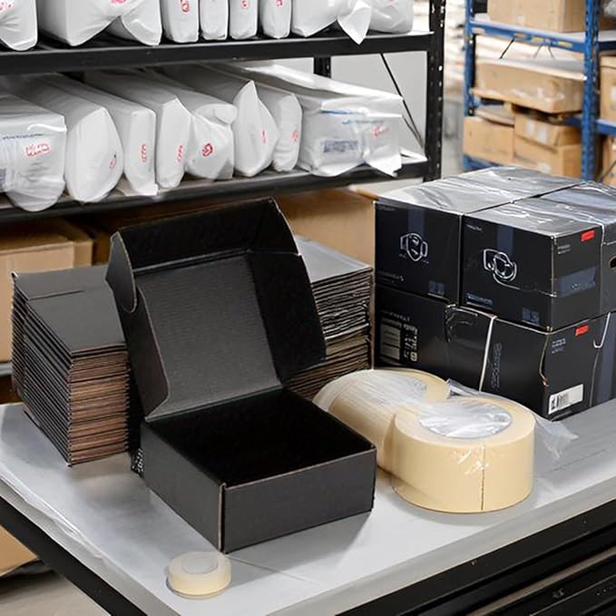 Small Shipping Boxes 8x8x3 Inch (25 Pack) - Sturdy Black Corrugated Cardboard Boxes for Small Business, Ecommerce, Mailing & Packaging | Recyclable Gift & Storage Boxes