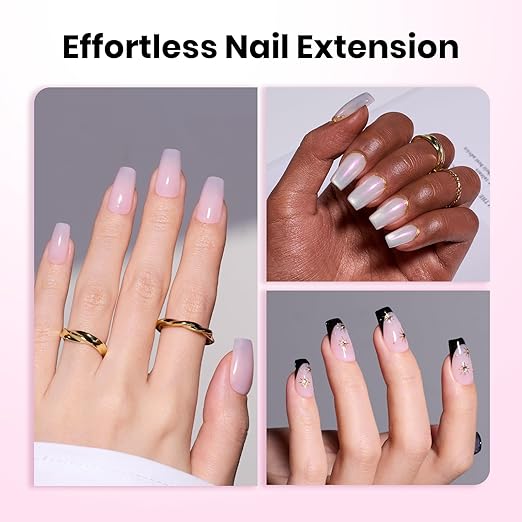 Beetles Tipex Lite Pre-Built Apex Gel Nail Tips, Coffin Short, 256pcs Value Pack, 16 Sizes, Flat-Nail Friendly Acrylic Tips for Natural Nail Beds, Easy for Beginner DIY