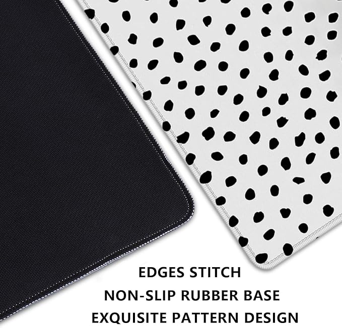 Boho Extended Desk Pad Mouse Pad,Large Polka Dot Mouse Mat with Stitched Edges,Non-Slip Rubber Base Mousepad for Office Computer Keyboard Laptop Home(27.5X11.8 in)