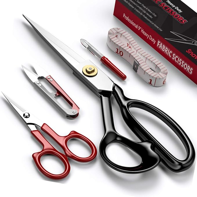 Fabric Scissors - 10 Inch Heavy Duty Tailor Shears for Fabric Cutting - Ultra Sharp Cloth Scissors - Multipurpose Utility Dressmaker Leather Titanium (10Inch)