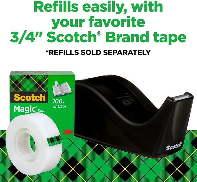 Scotch Desktop Tape Dispenser, Black Two-Tone, 1 Dispenser/Pack (C60-BK)