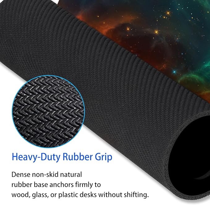 Orange Cyan Nebula Mouse Pad, 9.5"x7.9" Galaxy Computer Mousepad | Personalized mousepad with fire ice cosmos print. Premium smooth fabric surface, 3mm cushion & rubber base.