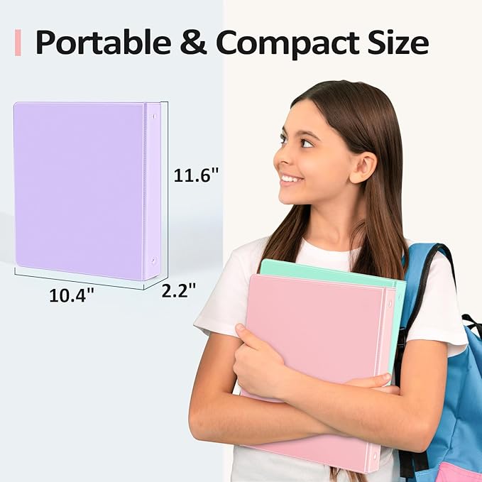 BinderX 3 Ring Binder 1.5 Inch, 1.5" Clear View Binder, Dark Blue, Letter | Extra Durable, PVC-Free, Customizable, Interior Pockets, 325-Sheet Capacity, Eco-Friendly, Reinforced Hinge, School, Office