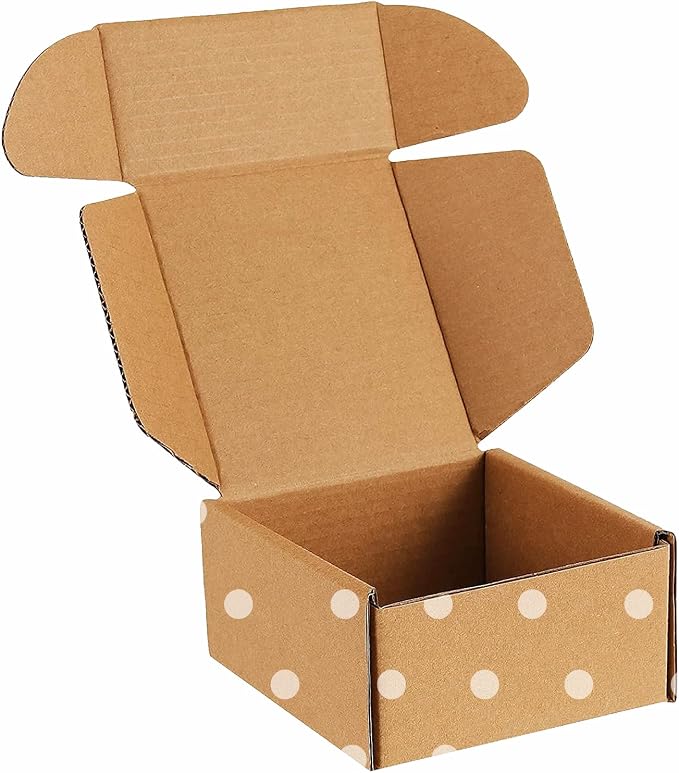 Green Recyclable Cardboard Small Gift Mailer Boxes for Shipping Packaging Craft Gifts Giving Products (Brown, 4 x 4 x 2 Inch)