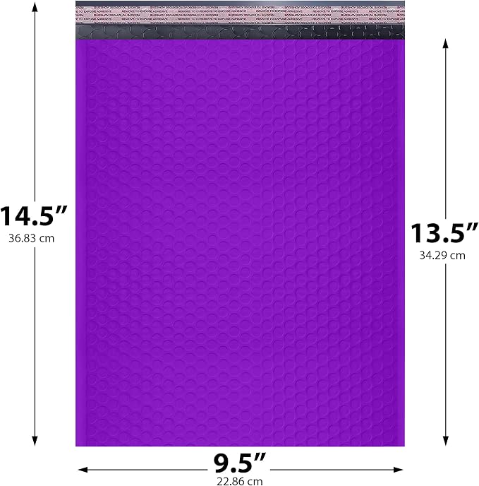 Purple Bubble Mailers 9.5x14.5, Poly Padded Envelopes #4, 200 Pack Bulk | Fits Books & Magazines, Self-Seal Closure, Cushioned Protection, Water-Resistant Poly, Bulk Pack