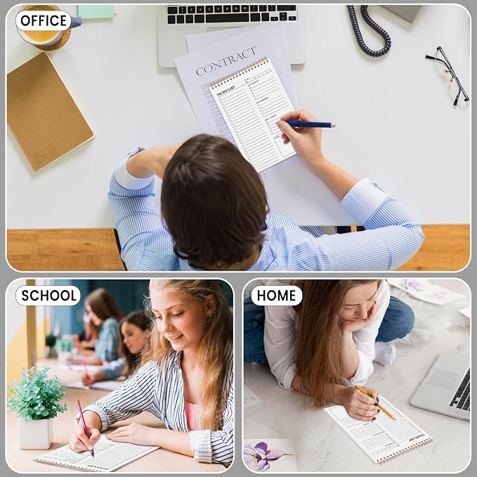 To Do List Notepad, Undated Daily Planner, 120 Pages Notebook, 6.7 x 9.8 | 100 GSM FSC Paper, Plastic Cover, Spiral Bound, Tear-Off Pages, Task Checklist Layout for Home, Work, Office School Supplies