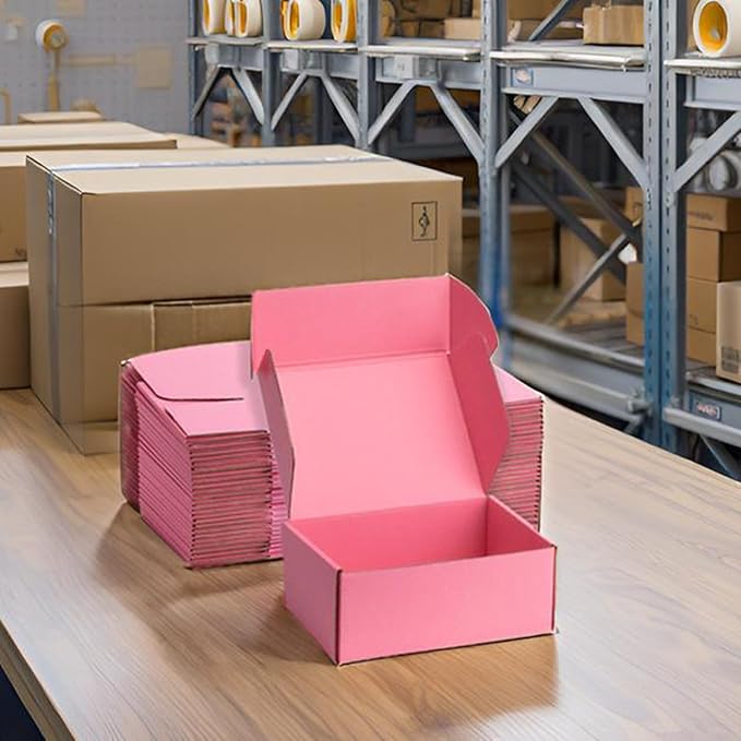 Small Shipping Boxes 8x6x3 Inches – Pink Corrugated Cardboard Boxes (20-Pack) for Mailing, Packing, Small Business & Gift Packaging - Recyclable & Sturdy