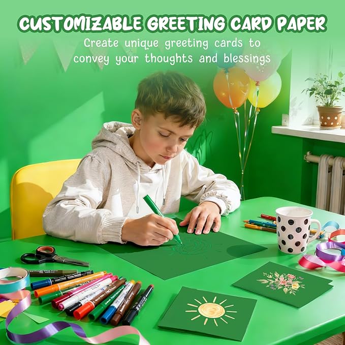 Dark Green Cardstock Paper 8.5 x 11, 40 Sheets Cardstock Printer Paper 8.5x11, Green Card Stock Paper 8.5 x 11, 200 GSM Dark Green Construction Paper for DIY Cards, Greeting Cards, Party Decorations