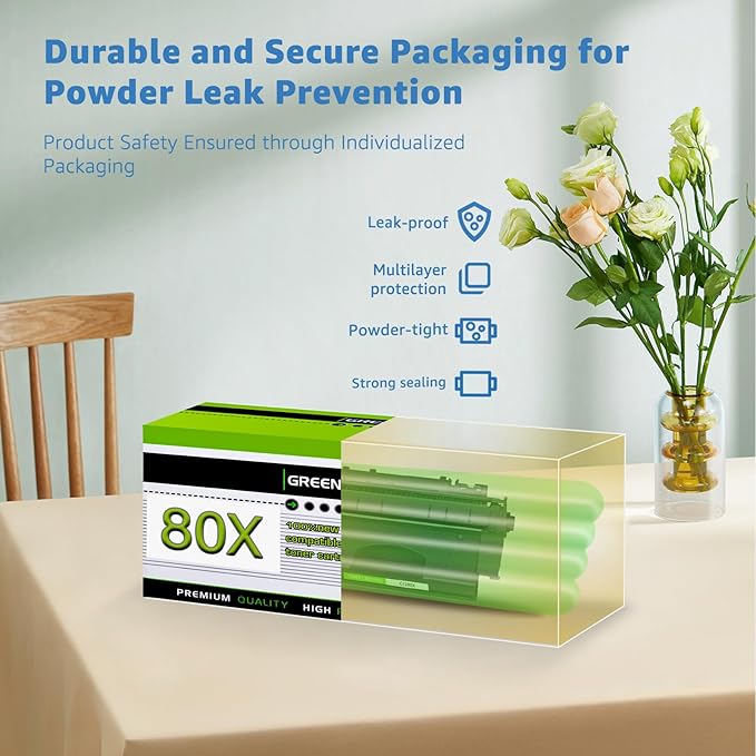 greencycle 80X CF280X Toner Cartridge Compatible Replacement for HP 80A 80X CF280A CF280X for HP LaserJet Pro 400 M401a M401n M401dn M401dne M401dw MFP M425dn M425dw M401 M425 Printer (Black, 2-Pack)