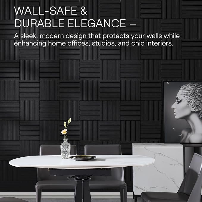 MaxGear Bulletin Board 48" x 36", Black Felt Wall Tiles Home Decor | Cork Board For Walls Alternative, 12 Pack 11.8" x 11.8" 3D Wall Panels, Poster Felt Board, Pin Board For Office, Room Decor