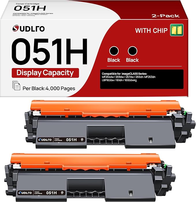 051H Toner Cartridges Replacement Compatible for Canon 051h 051 CRG051 | CRG051H Toner Use with Canon ImageCLASS MF260 MF269dw MF267dw MF264dw LBP162dw LBP161dn LBP160 (2 Black)