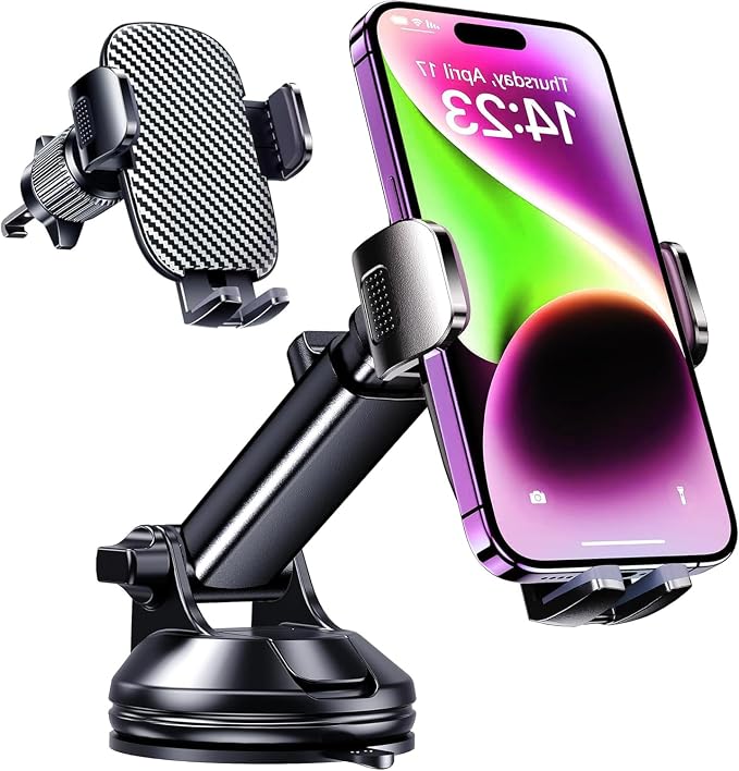 Qifutan Dash Mounted Holders Phone Holders for Your Car Phone Mount for Car Dashboard Windshield Air Vent Universal Desk Mounts Hands Free Automobile Cell Phone Holder Fit for iPhone Smartphone