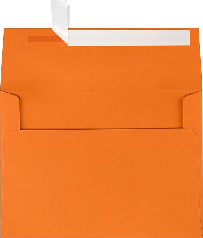 LUXPaper A7 Invitation Envelopes | Peel & Press | 5 1/4" x 7 1/4" | Mandarin Orange | 80lb. Text | 1,000 Qty