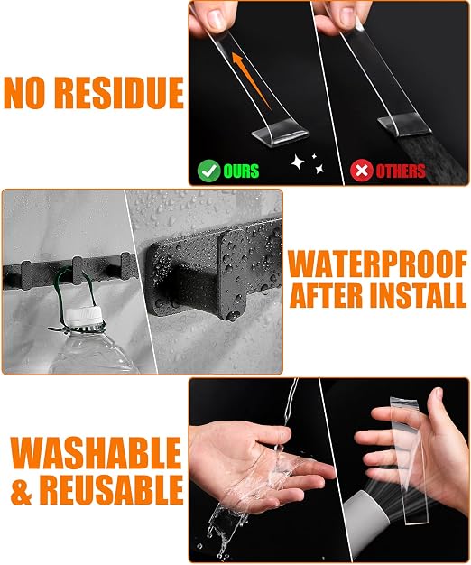 Double Sided Tape Heavy Duty 240", Extra Strong Waterproof Removable Nano Mounting Tape for Posters, Rugs, Picture Hanging, Wall Decor, Office & Outdoor Use Binding Tape
