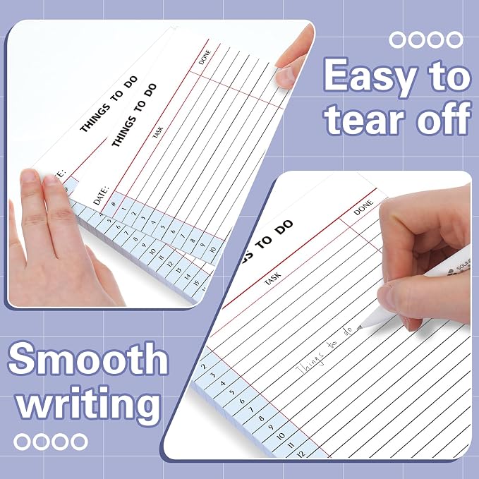 Spakon 300 Sheets Daily to Do List Notepad Notebook Library Card to Do Planner Checklist Memo Writing Pad Schedule Reminder Office Homework Planner for Task, 6" x 8 (Retro,Pink,Blue,Purple)