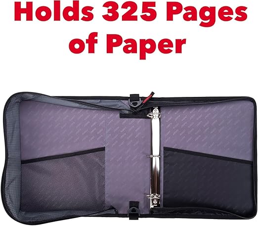 Case-it The Universal 2.0 Zipper Binder -1.5 Inch D-Ring - Removable Padded Pocket Holds Up to 13" Laptop/Tablet - Multiple Pockets - 350 Page Capacity - Comes with Shoulder Strap - Fire Red LT-207