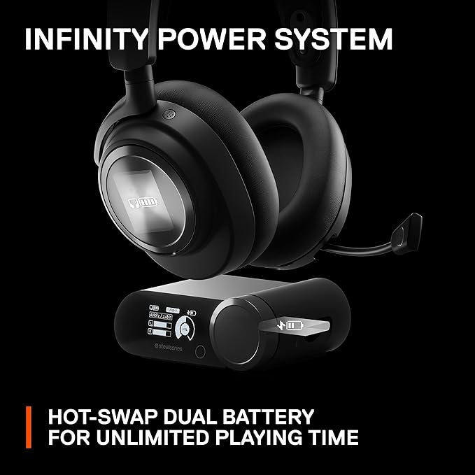 SteelSeries Arctis Nova Pro Wireless Multi-System Gaming Headset - Premium Hi-Fi Drivers - Active Noise Cancellation - Infinity Power System - ClearCast Gen 2 Mic - PC, PS5, PS4, Switch, Mobile
