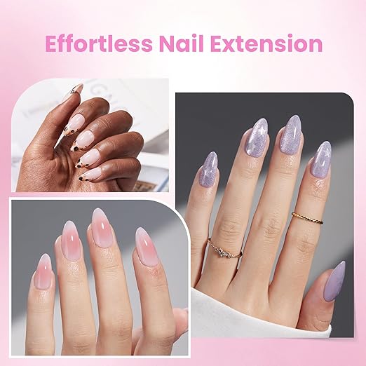Beetles Tipex Lite Instant Apex Nail Tips, Medium Almond, 16 Sizes | 00–14, Built-in Apex Acrylic Tips for Flat & Natural Nail Beds, Beginner-Friendly Easy DIY Nail Extensions