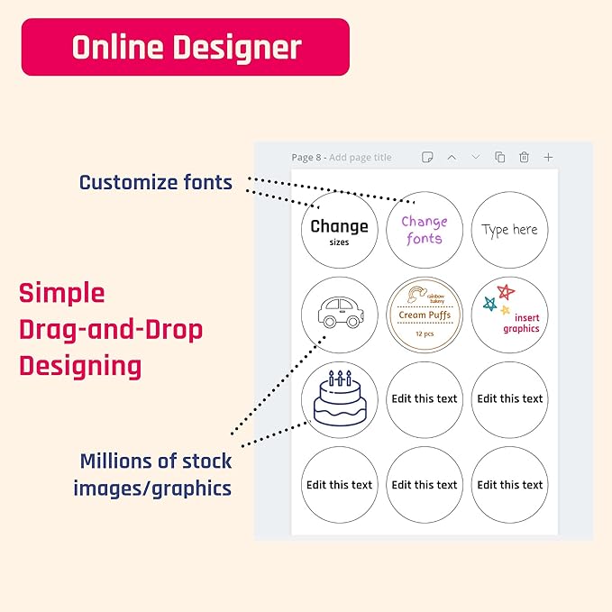 2.5" Round Matte White Sticker Label, Laser/Inkjet Printing - Letter Size, 30 Sheets