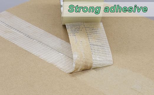 BOMEI PACK Transparent Bi-Directional Filament Strapping Tape, 6.7 Mil x 2 Inch x 30yds, Fiberglass Reinforced Tape