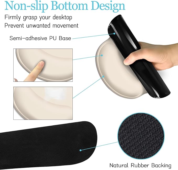 LIMKRIAN Oatmeal Beige Desk Mat Set, Large Mouse Pad & Keyboard Wrist Rest | XXL Desk Pad, Ergonomic Wrist Rest Mouse Pad, Memory Foam Keyboard Support, Coaster, Home Office Game Desk Accessories Gift