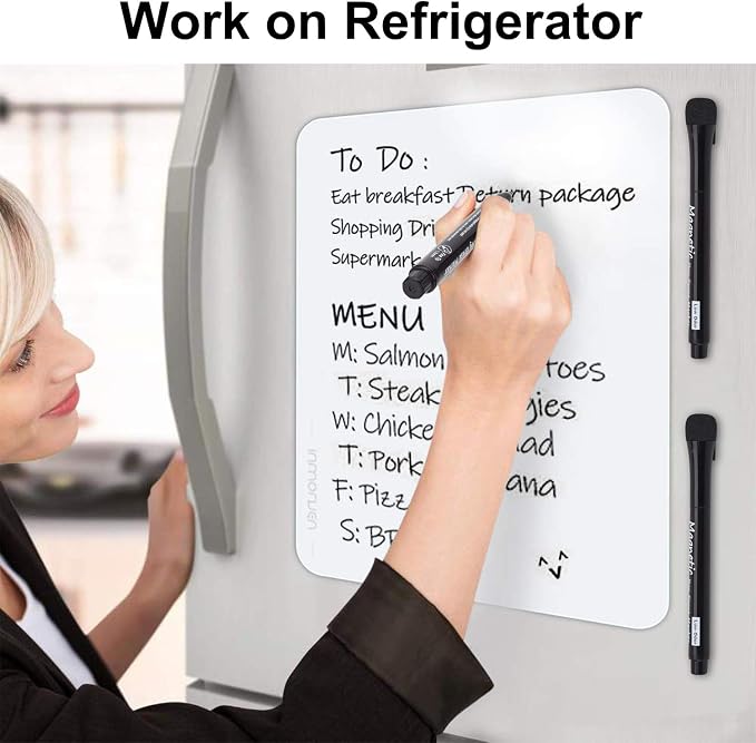 LivDeal Magnetic Dry Erase Markers - Fine Tip, Black Color, 12 Pack, Low Odor Whiteboard Markers for Kids & School, Work On White board & Calendar, Refrigerator