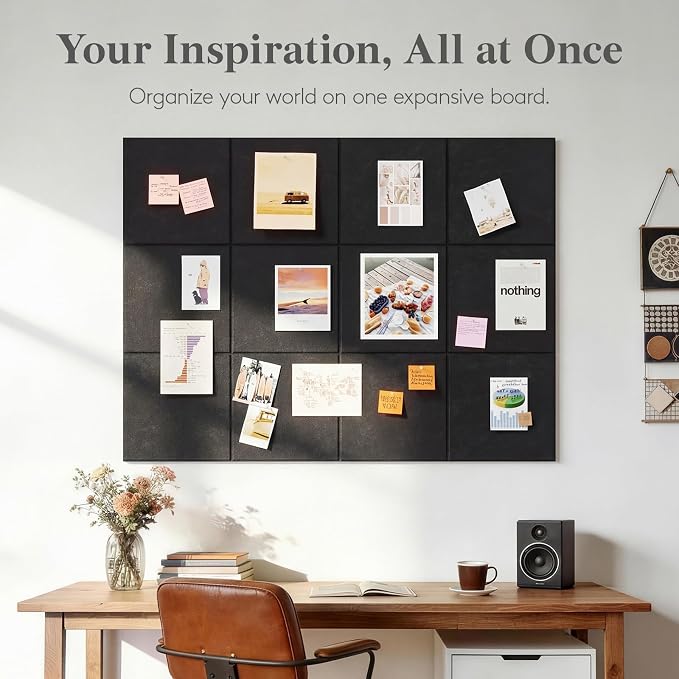 Lifewit 36"x 24" Felt Bulletin Board with Self-Adhesive, 6 Pack Cork Board Alternative for Walls, Large Pin Board Vision Board Message Board with 30 Pushpins for Office Decor, Room Decor, Pink