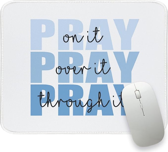Blue Christian Mouse Pad Bible Verses Small Mouse Pads for Desk, Religious Computer Mousepad Cute Jesus Mousepads for Office Scripture Church Gifts for Women Girls 10.2x8.2