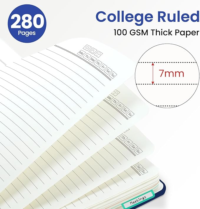 Large Spiral Notebook for Work, 8.5" x 11" Journal for Women, Cute 5 Subject Notebook with Removable Dividers & Tabs, College Ruled Lined Journal for Office and School, 280 Pages, Orchid Stillness
