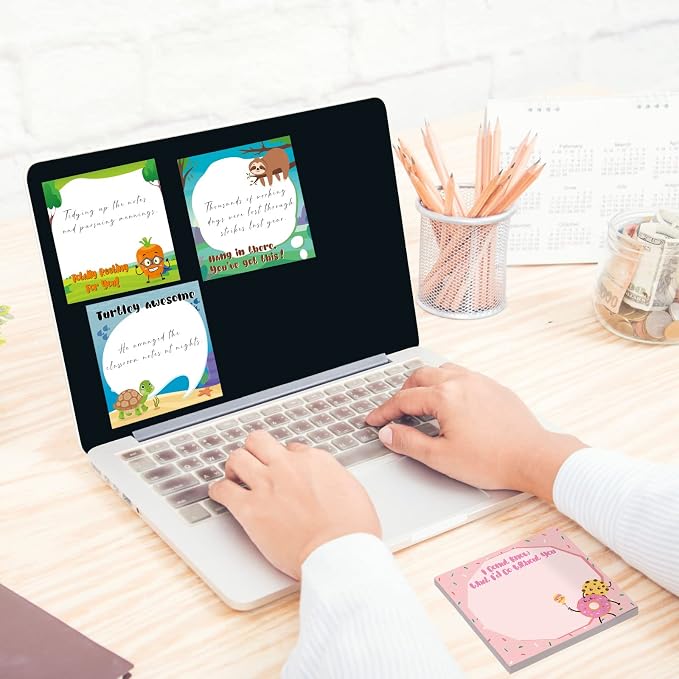 Geyee 12 Pcs Fun Inspirational Sticky Notes 3x3 Inch Notepads,Cute Style | Motivational Cute Notepads for Teachers Nurses Coworkers, Positive Appreciation Quotes, Funny Studying Supplies Gifts