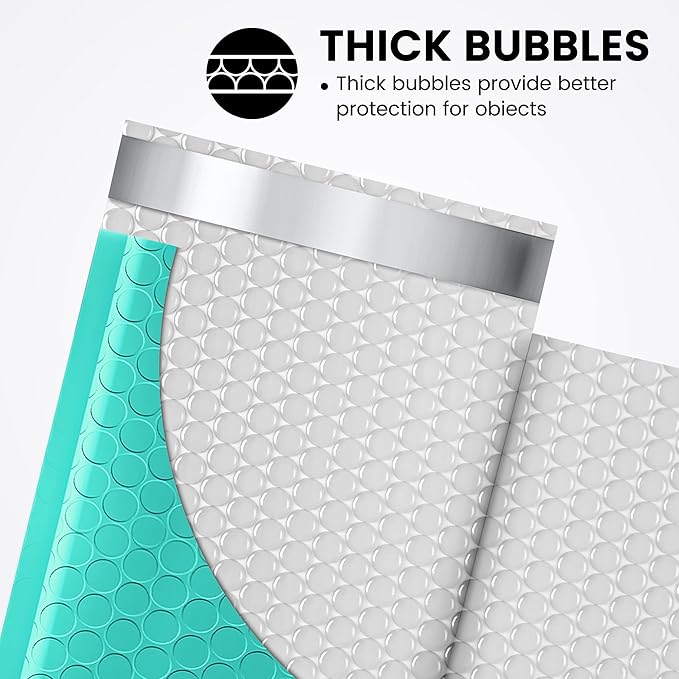 Fuxury Teal Bubble Mailers 4x8" 4000 Pack, Waterproof Padded Envelopes Self Seal Bubble Envelopes, Padded Mailers for Small Business, Envelope Mailers Usable Size 4x7"