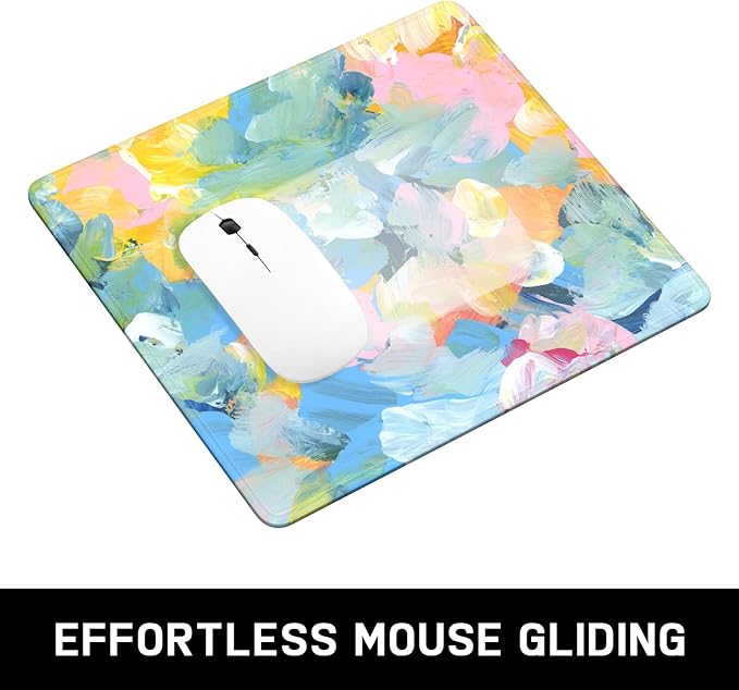 Mouse Pad, Minimalism Marble Style Computer Pad, Anti-Slip Rubber Mouse Mat with Stitched Edges for Gaming, Office, Laptop, PC, Women, 9" x 8" Thick 3 mm, Color Oil Painting