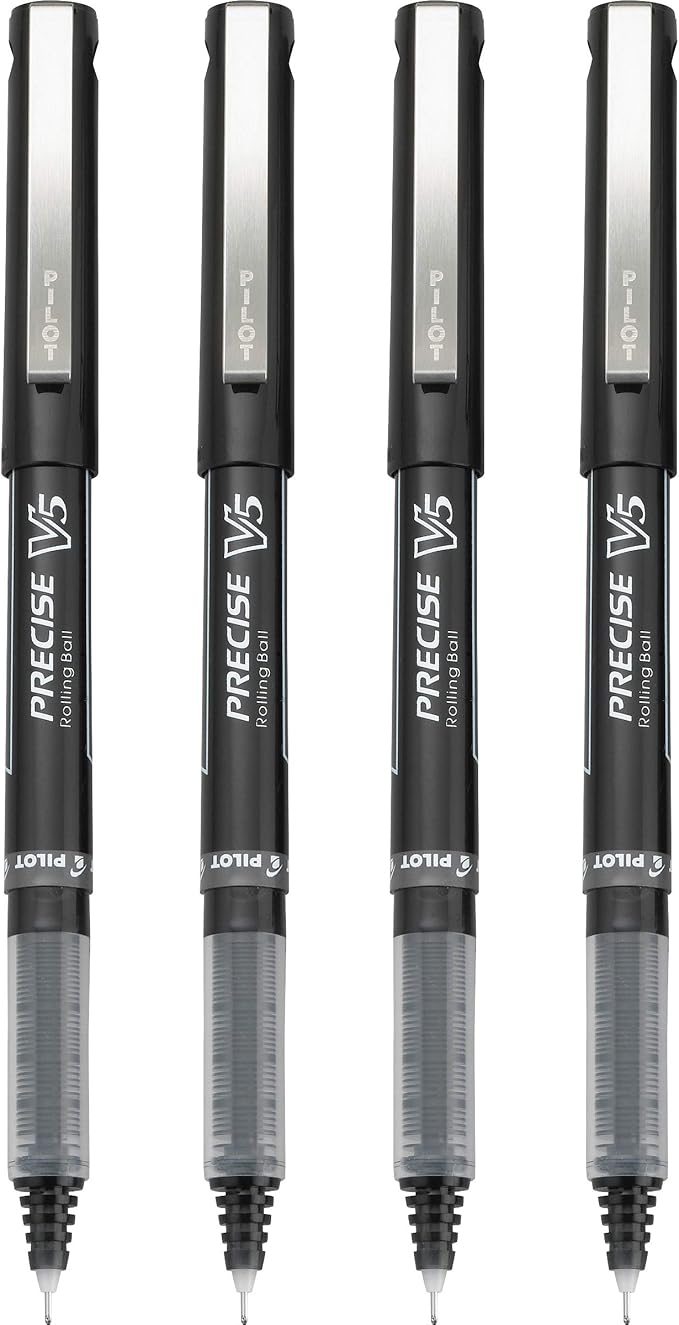PILOT,Precise V5,Capped Liquid Ink Rolling Ball Pens,Extra Fine Point 0.5 mm,Black,4 Count (Pack of 2)