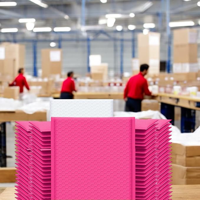 iMBAPrice 500#000 4x8 Hot Pink Color Self Seal Poly Bubble Mailers Padded Shipping Envelopes (Total 500 Bags)