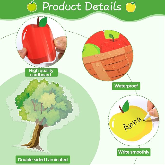 Apple Tree Bulletin Board Inspirational First Day of School Classroom Trees Bulletin Board Decoration Growth Tree Writable Apple Paper Cutout for Religion Chalkboard Decor Wall Door Supplies