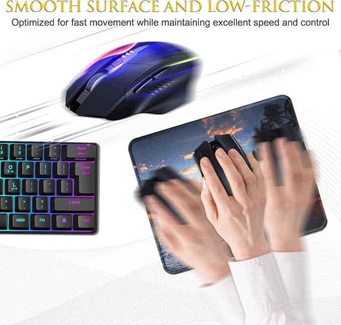 JIKIOU 3 Pack Mouse Pad with Stitched Edge, Portable Size-10.2x8.3in Sunset | Anti-Fray, Comfortable Smooth Lycra Surface, Non-Slip Rubber Base, Machine Washable Fade-resistant, Compatible with All Mice