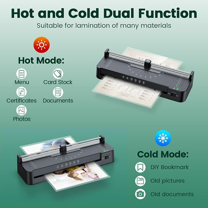 Assark Laminator Machine 13 inch with 50pcs Laminating Sheets | 9 in 1 Laminator Wide Thermal &Cold Machine Built-in Paper Trimmer Corner Rounder Hole Punch for Home Office School