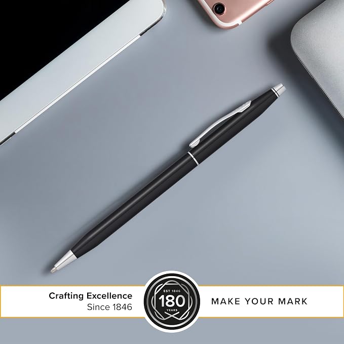 Cross Classic Century Black Lacquer Ballpoint Pen, Medium Point, Black Ink | Refillable Pen for Effortless Writing, Durable Construction, Premier Distinctive Look, Gift-Ready Presentation