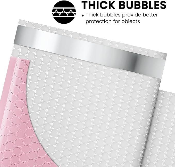 Fuxury Light Pink Bubble Mailers 8.5x12" Padded Envelopes 500 Pack | Usable Size 8.5x11 Strong Adhesion Bubble Envelope Self Seal Padded Mailer for Small Business Mailing Books Clothes Supplies