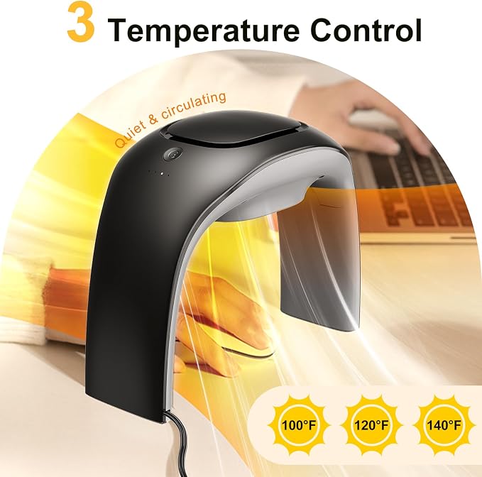 Desk Mouse Pad Hand Warmer Super Quiet 110v 100w - Black | 3 Heating Modes Personal Desk Heater Energy Efficient Ceramic Office with Thermostat Low Wattage