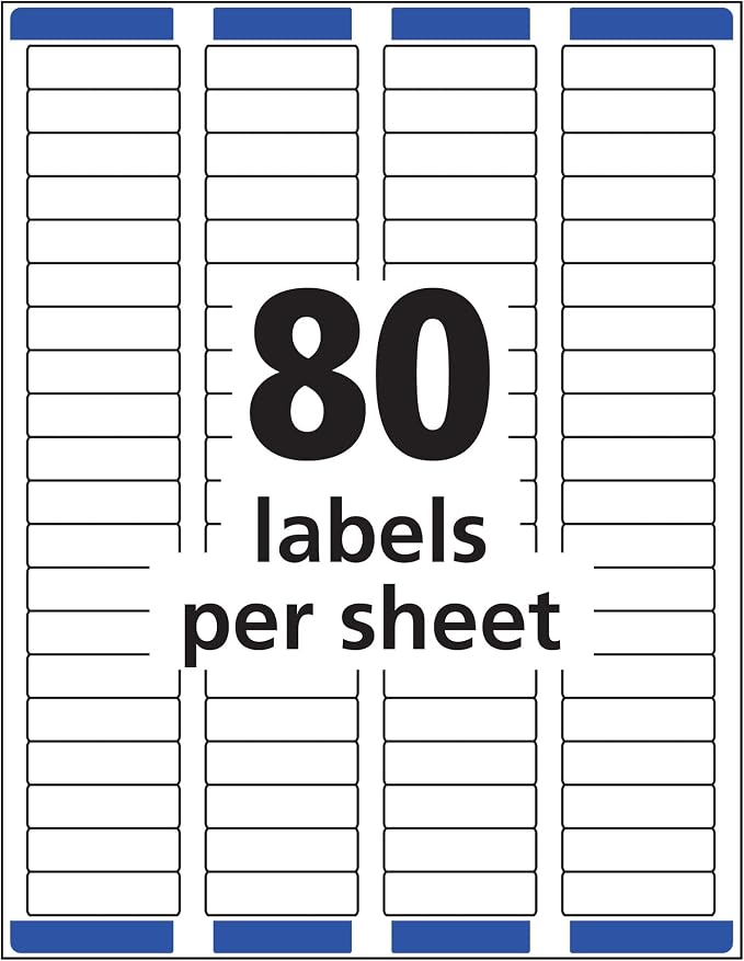 Avery® Mailing Address Labels, Inkjet Printers, 10,000 Labels, 1/2 x 1-3/4, Permanent Adhesive, Easy Peel® (5 Packs 8167)