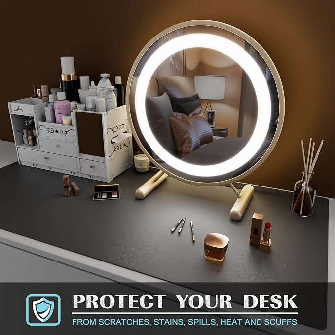 K KNODEL Small Office Desk Mat, Leather Mouse Pad (23.6"x13.8", Dark Gray) | Desk Pad, Keyboard Pad, Computer and Laptop Mat, Desktop Protector and Cover, Writing Pad and Blotter for Home Office