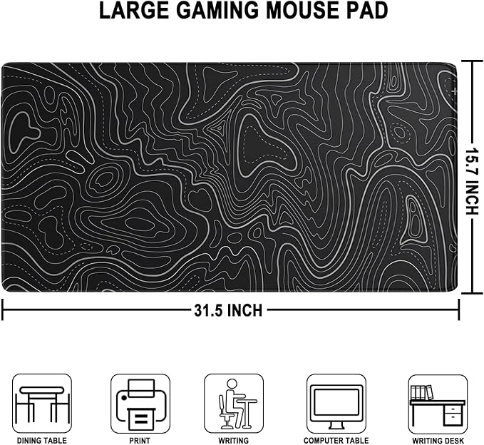 Large Gaming Mouse Pad, Waterproof Extra Large Mousepad with Stitched Edges | Mouse Pad Gaming, 31.5" x 15.7" Non-Slip Rubber Base Office Extended Big Long Keyboard Pad for Office Gamer Home XXL