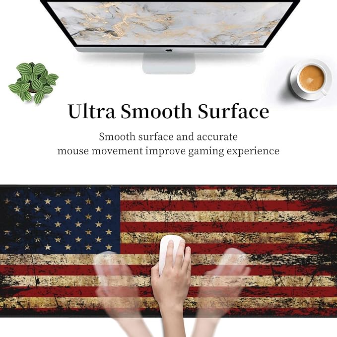 American Flag Gaming Mouse Pad, Large Mouse Pad for Desk Mat XXL XL Mousepad, Big Keyboard Pad Office Desk Accessories Decor
