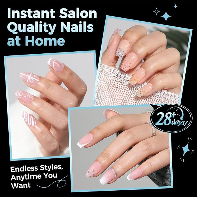 Luckyfairy Short Coffin Nails Tips: Soft Gel Pre-Shaped Acrylic Nail Tips Coffin 360pcs Fake Nails Half Matte Full Cover Clear Press on False Acrylic Nails for Nail Extension Home DIY 12 Sizes