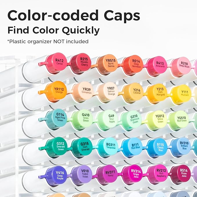 Ohuhu Alcohol Markers Brush and Fine Tip - 48-Color Alcohol-based Art Sketch Marker Set for Artist Adults Coloring Illustration - Brush and Fine Dual Tips- Honolulu 2B - Refillable - AP Certificated